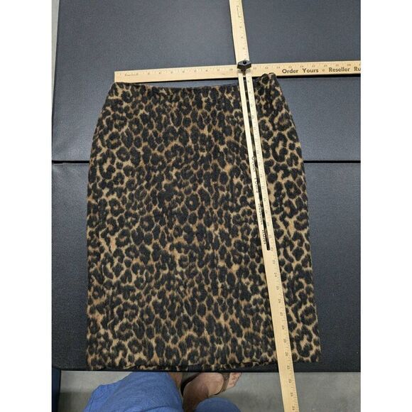 Talbots Fuzzy Wool Blend Leopard Print Pencil Skirt Women's Size 2 - Picture 5 of 7